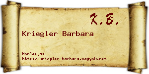 Kriegler Barbara névjegykártya